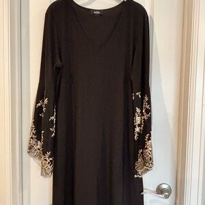 MSK Black and Gold Sequin Embellished A-Line Dress